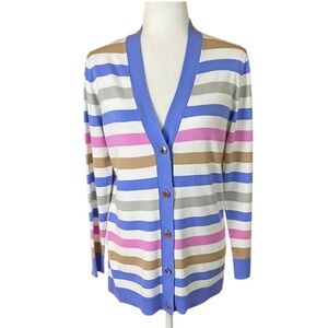 Jones New York Collection Multi Color stripes Button Down Cardigan Sz 2X